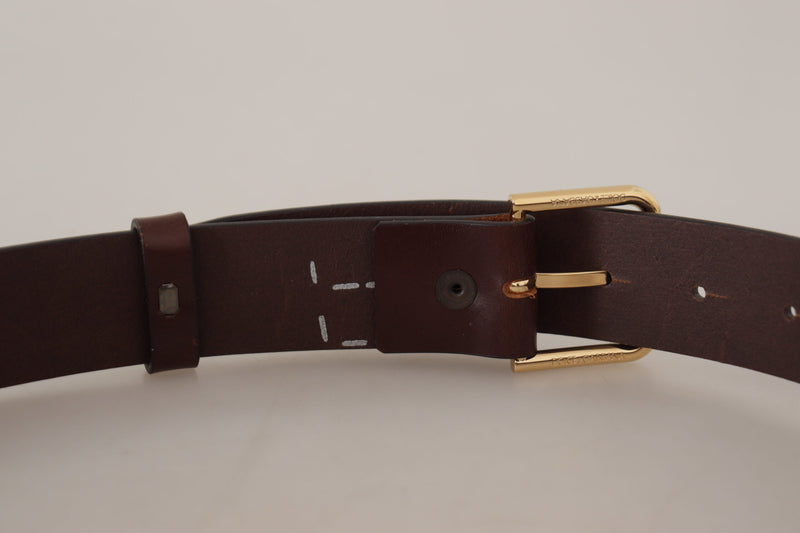 Elegant Dark Brown Leather Belt Dolce & Gabbana