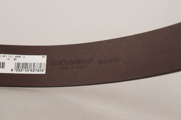 Elegant Dark Brown Leather Belt Dolce & Gabbana