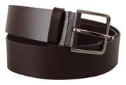 Elegant Dark Brown Leather Belt Dolce & Gabbana