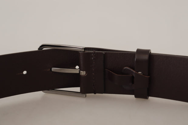 Elegant Dark Brown Leather Belt Dolce & Gabbana