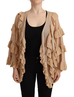 Chic Beige Long Sleeve Open Front Cardigan Aniye By