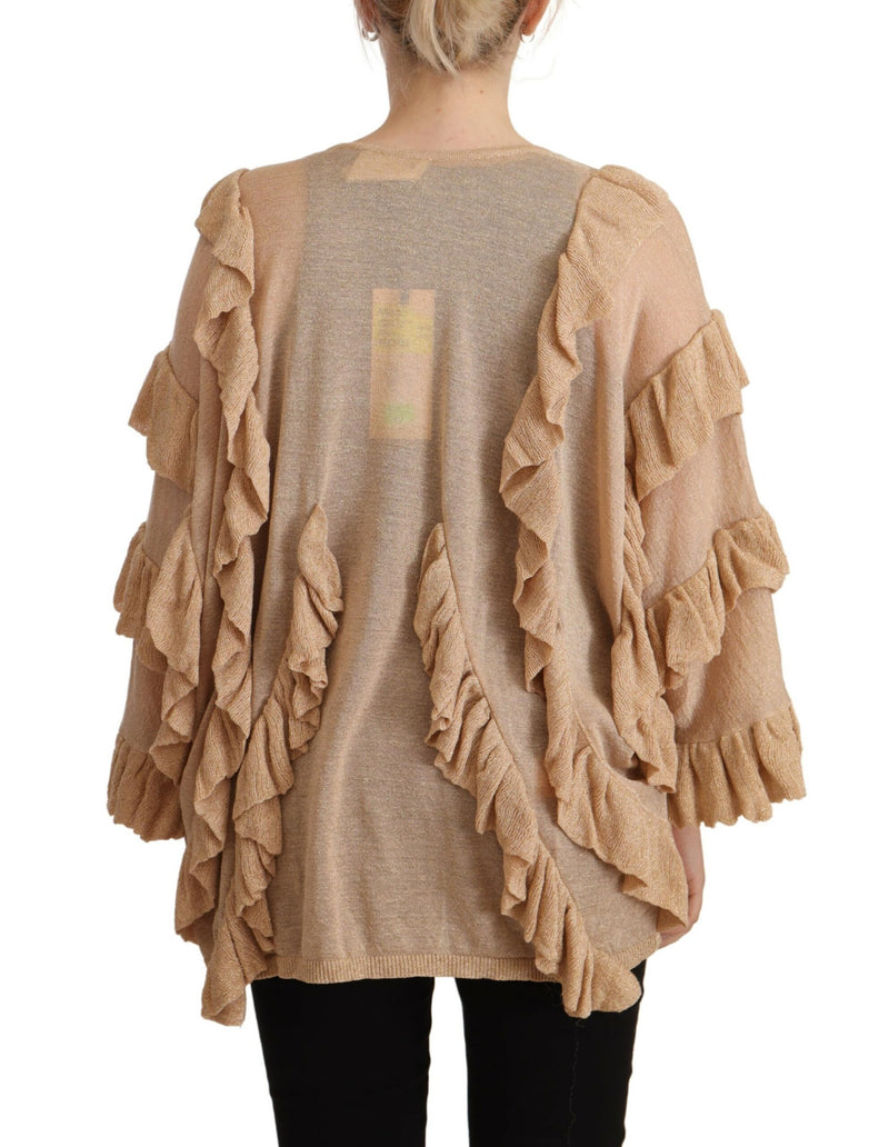 Chic Beige Long Sleeve Open Front Cardigan Aniye By