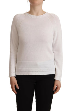 Elegant White Cotton Pullover Sweater Alpha Studio