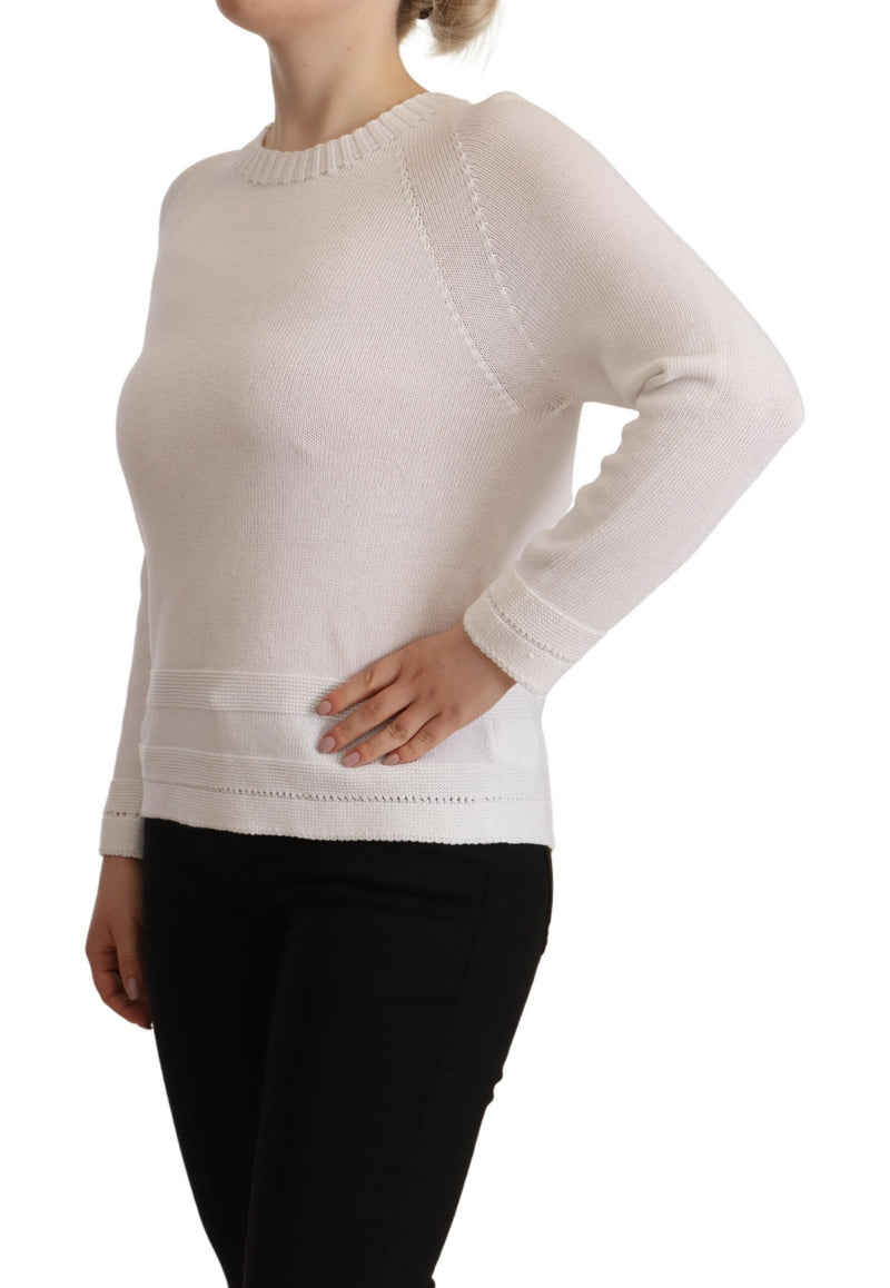 Elegant White Cotton Pullover Sweater Alpha Studio