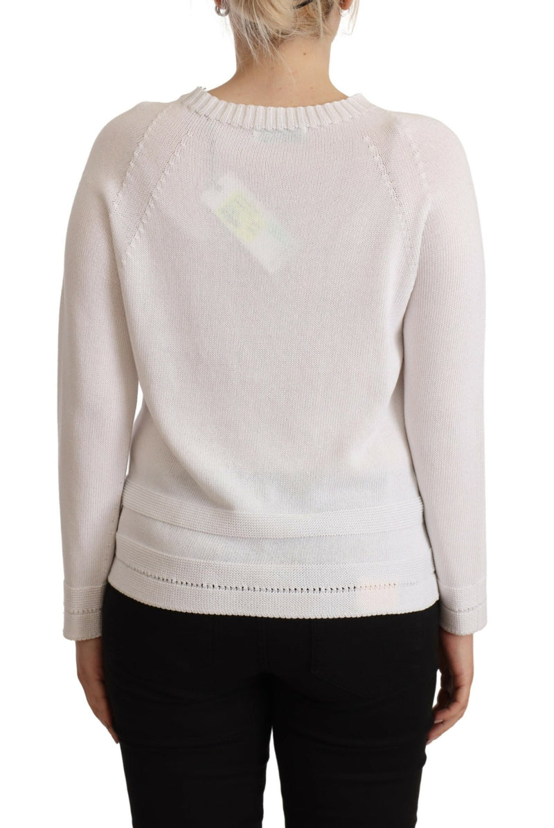 Elegant White Cotton Pullover Sweater Alpha Studio