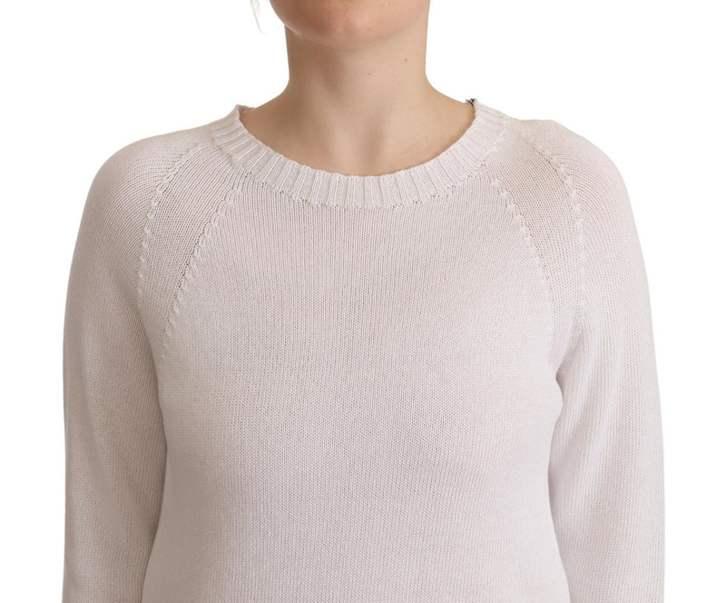 Elegant White Cotton Pullover Sweater Alpha Studio