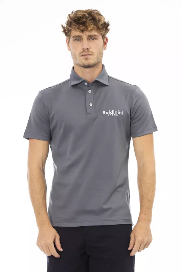 Gray Cotton Men Polo Shirt Baldinini Trend