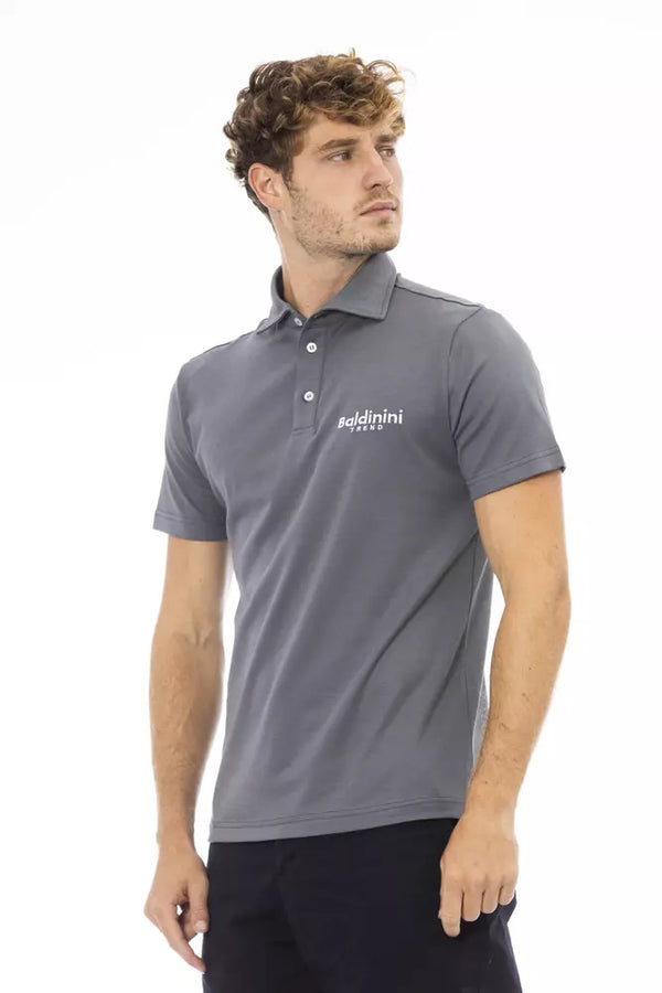 Gray Cotton Men Polo Shirt Baldinini Trend