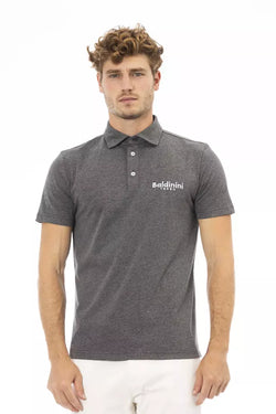 Gray Cotton Men Polo Baldinini Trend