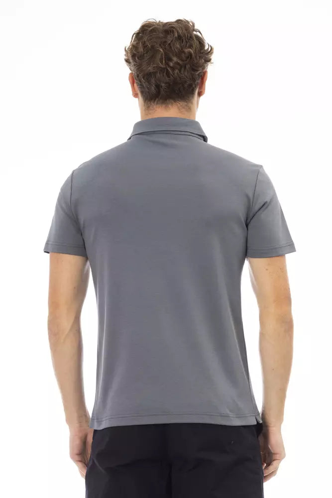 Gray Cotton Men Polo Shirt Baldinini Trend