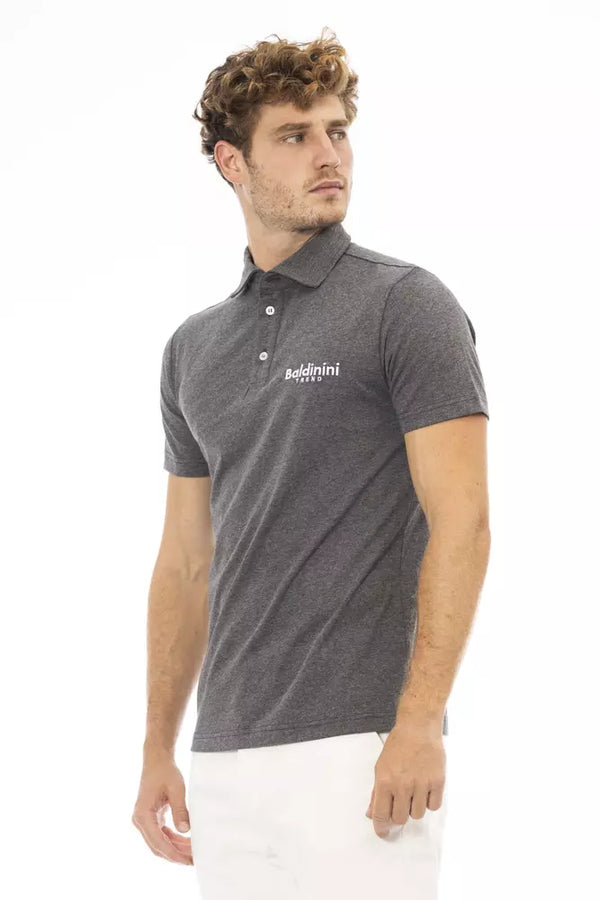 Gray Cotton Men Polo Baldinini Trend