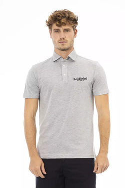 Gray Cotton Men Polo Baldinini Trend