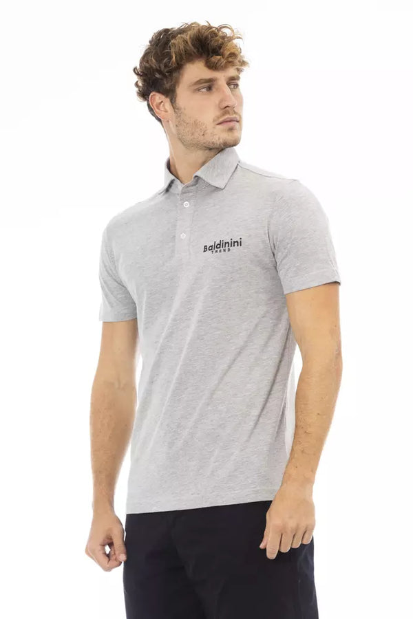 Gray Cotton Men Polo Baldinini Trend