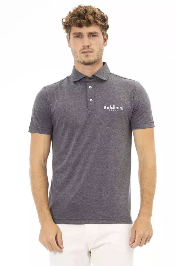 Gray Cotton Men Polo Baldinini Trend