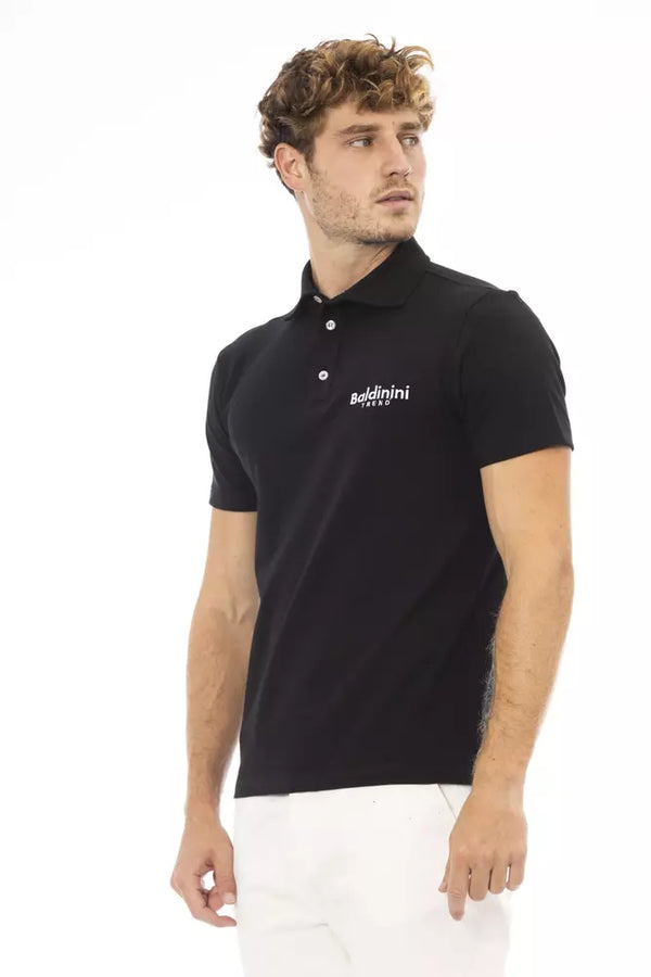 Black Cotton Men Polo Shirt Baldinini Trend