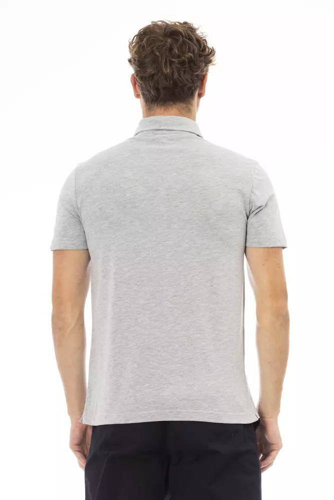 Gray Cotton Men Polo Baldinini Trend