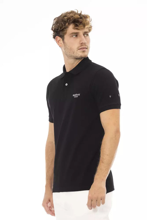 Black Cotton Men Polo Shirt Baldinini Trend