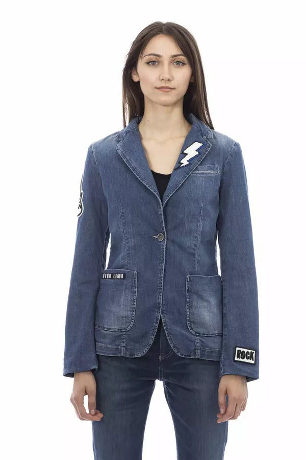 Blue Cotton Women Jacket Baldinini Trend