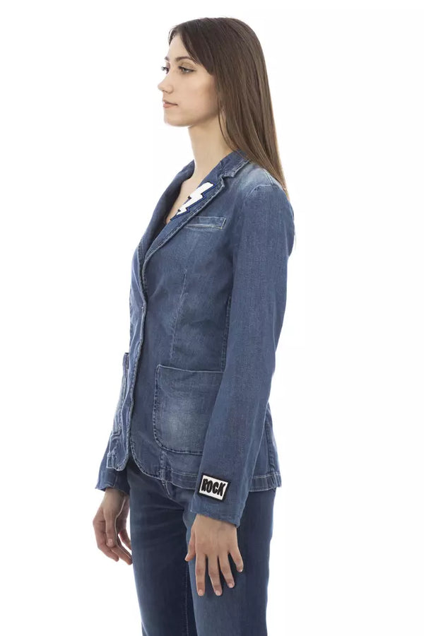 Blue Cotton Women Jacket Baldinini Trend