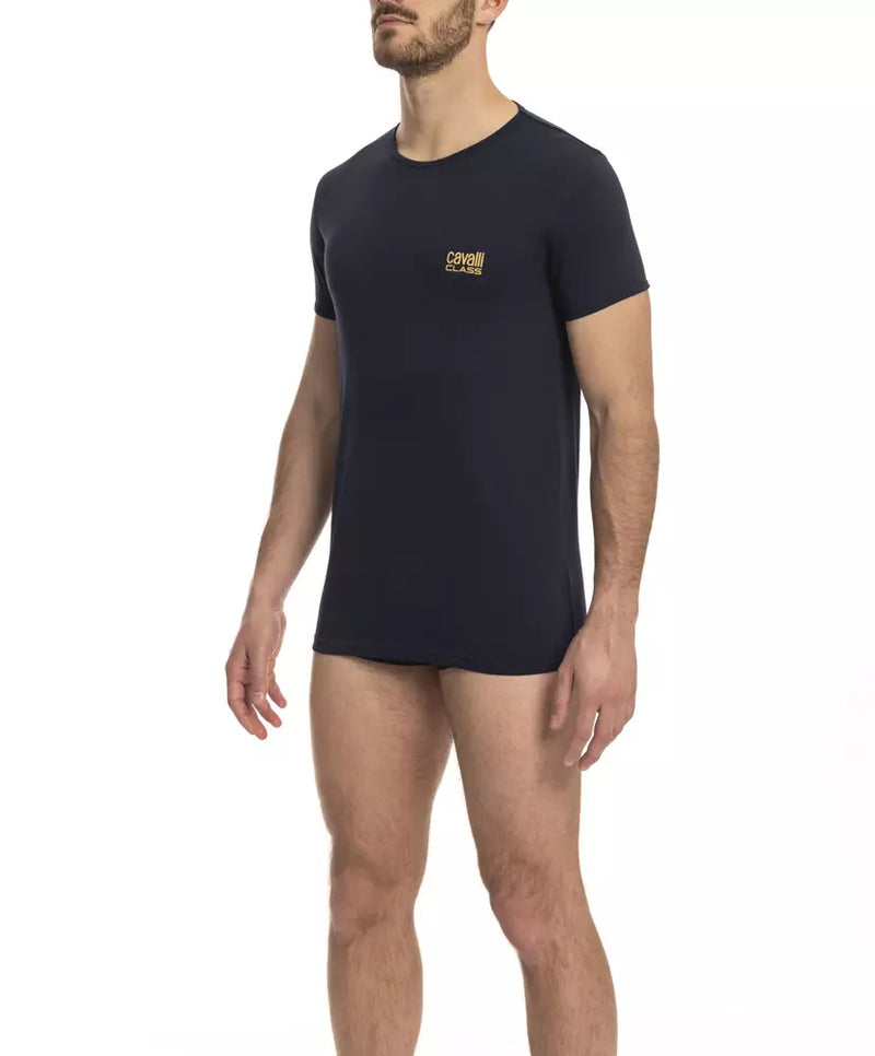 Blue Cotton Men T-Shirt Cavalli Class