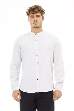 White Linen Men Shirt Baldinini Trend