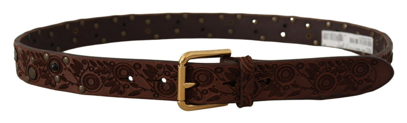 Elegant Leather Belt with Engraved Buckle Dolce & Gabbana