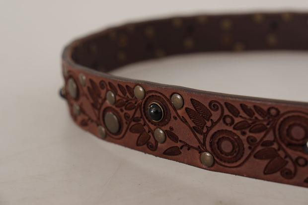 Elegant Leather Belt with Engraved Buckle Dolce & Gabbana