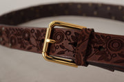 Elegant Leather Belt with Engraved Buckle Dolce & Gabbana