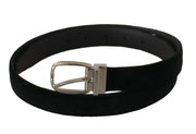 Elegant Black Velvet Engraved Buckle Belt Dolce & Gabbana