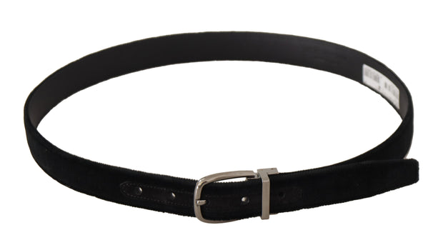 Elegant Black Velvet Engraved Buckle Belt Dolce & Gabbana