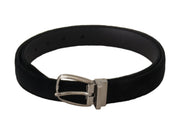 Elegant Black Velvet Engraved Buckle Belt Dolce & Gabbana