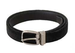 Elegant Velvet Designer Belt with Logo Engraved Buckle Dolce & Gabbana