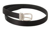 Elegant Black Leather-Canvas Designer Belt Dolce & Gabbana