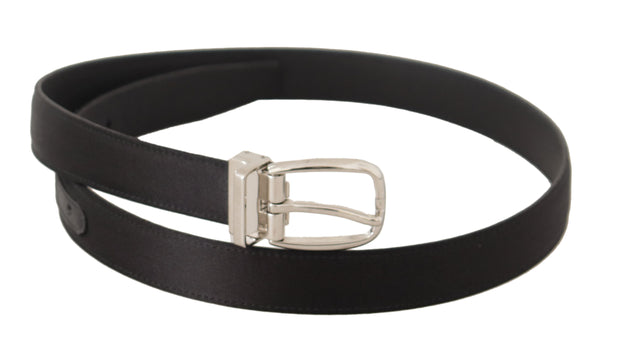 Elegant Black Leather-Canvas Designer Belt Dolce & Gabbana