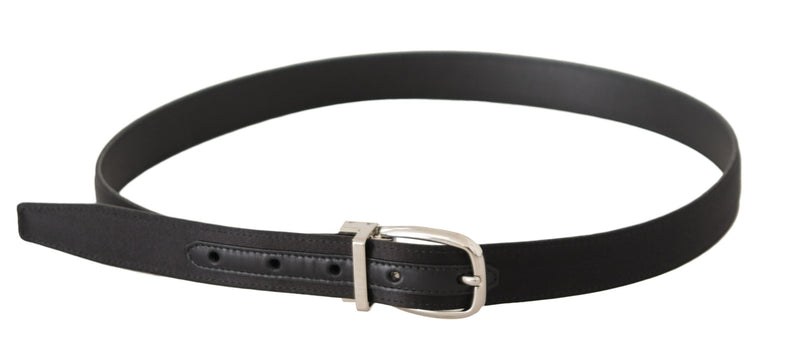 Elegant Black Leather-Canvas Designer Belt Dolce & Gabbana