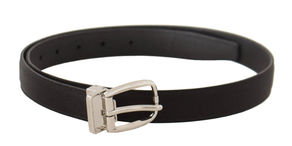 Elegant Black Leather-Canvas Designer Belt Dolce & Gabbana