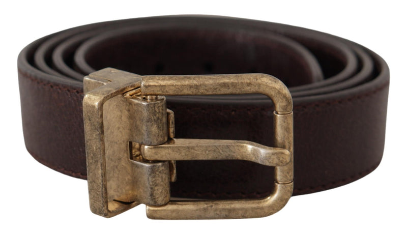 Elegant Leather Belt with Engraved Buckle Dolce & Gabbana