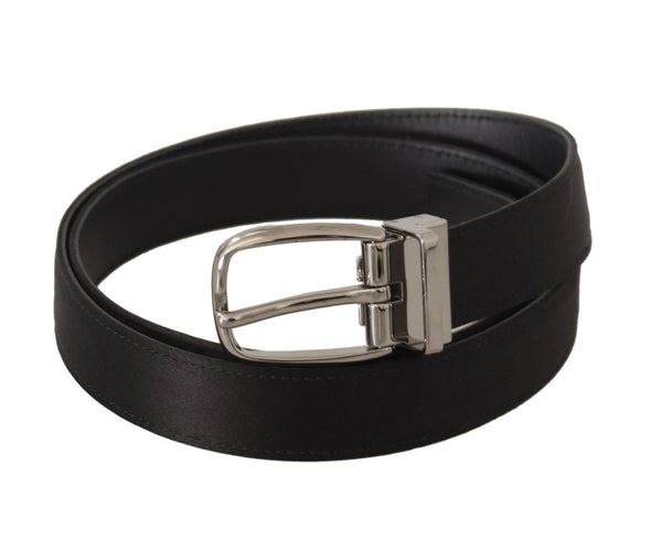 Elegant Silk Leather Belt with Logo Buckle Dolce & Gabbana