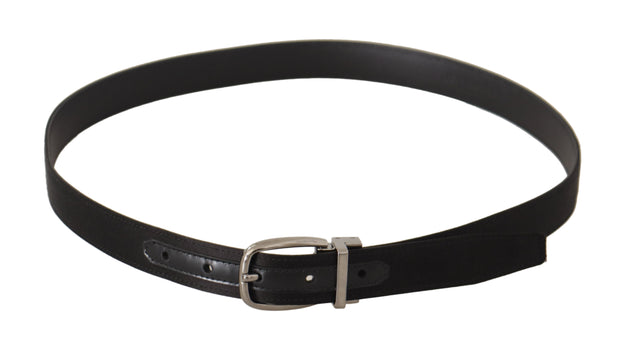 Elegant Silk Leather Belt with Logo Buckle Dolce & Gabbana