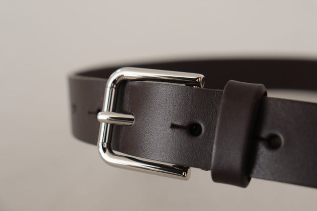 Elegant Leather Belt With Logo Buckle Dolce & Gabbana