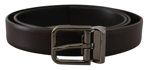 Elegant Dark Brown Leather Belt Dolce & Gabbana