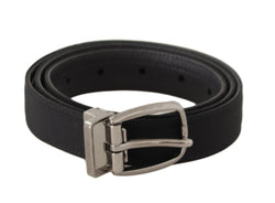 Elegant Black Leather Designer Belt Dolce & Gabbana