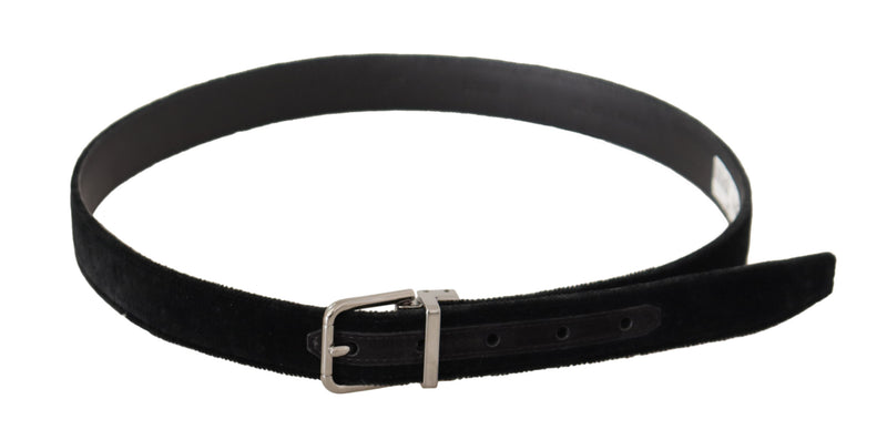 Elegant Black Velvet Designer Belt Dolce & Gabbana