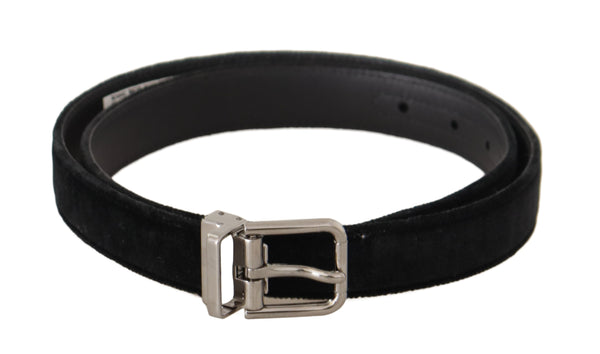 Elegant Black Velvet Designer Belt Dolce & Gabbana