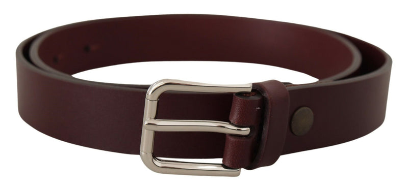 Maroon Luxe Leather Belt with Metal Buckle Dolce & Gabbana