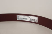 Maroon Luxe Leather Belt with Metal Buckle Dolce & Gabbana