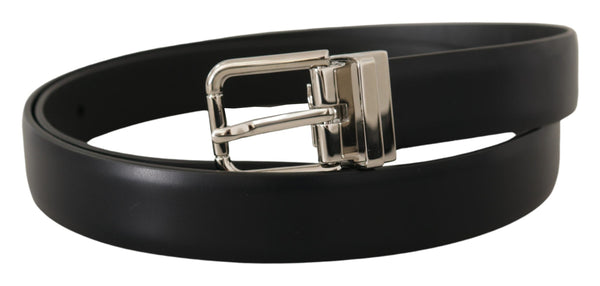 Elegant Black Leather Belt with Metal Buckle Dolce & Gabbana