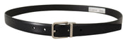 Elegant Black Leather Belt with Metal Buckle Dolce & Gabbana