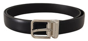 Elegant Black Leather Belt with Metal Buckle Dolce & Gabbana