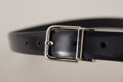 Elegant Black Leather Belt with Metal Buckle Dolce & Gabbana